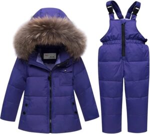 Winter insulated coat with waterproof nylon shell, faux fur hood, and outgrown cuffs for multi-season use.