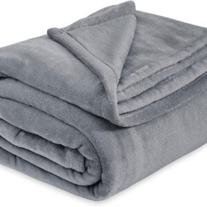 Soft and cozy Bedsure Grey Fleece Bed Blanket, perfect for adding warmth and comfort to your queen-size bed with its plush and lightweight design