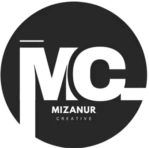 black circular logo with the bold letters "MC" and the text "Mizanur Creative" beneath it.